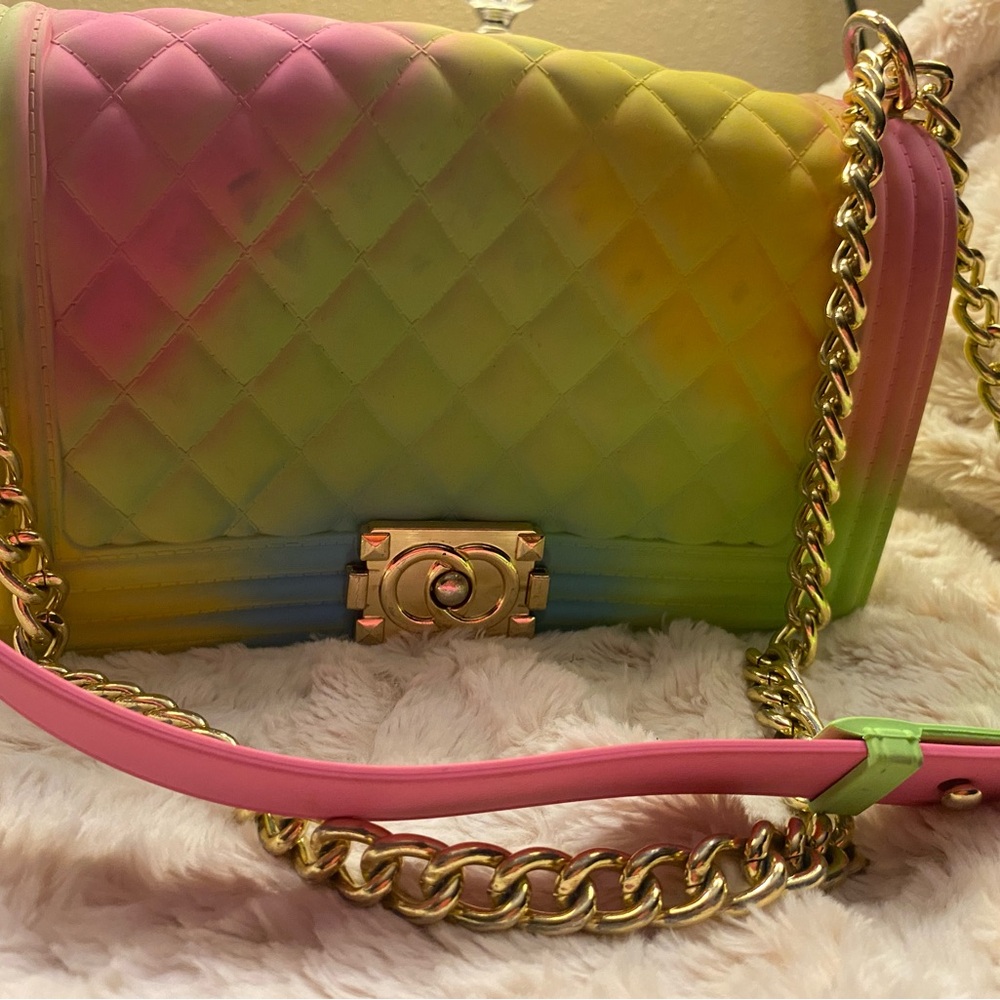 Multicolor Quilted Chain Bag